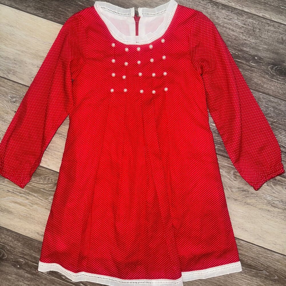Bug A Boutique 3T girls polka dot and pearl dress‎ EUC